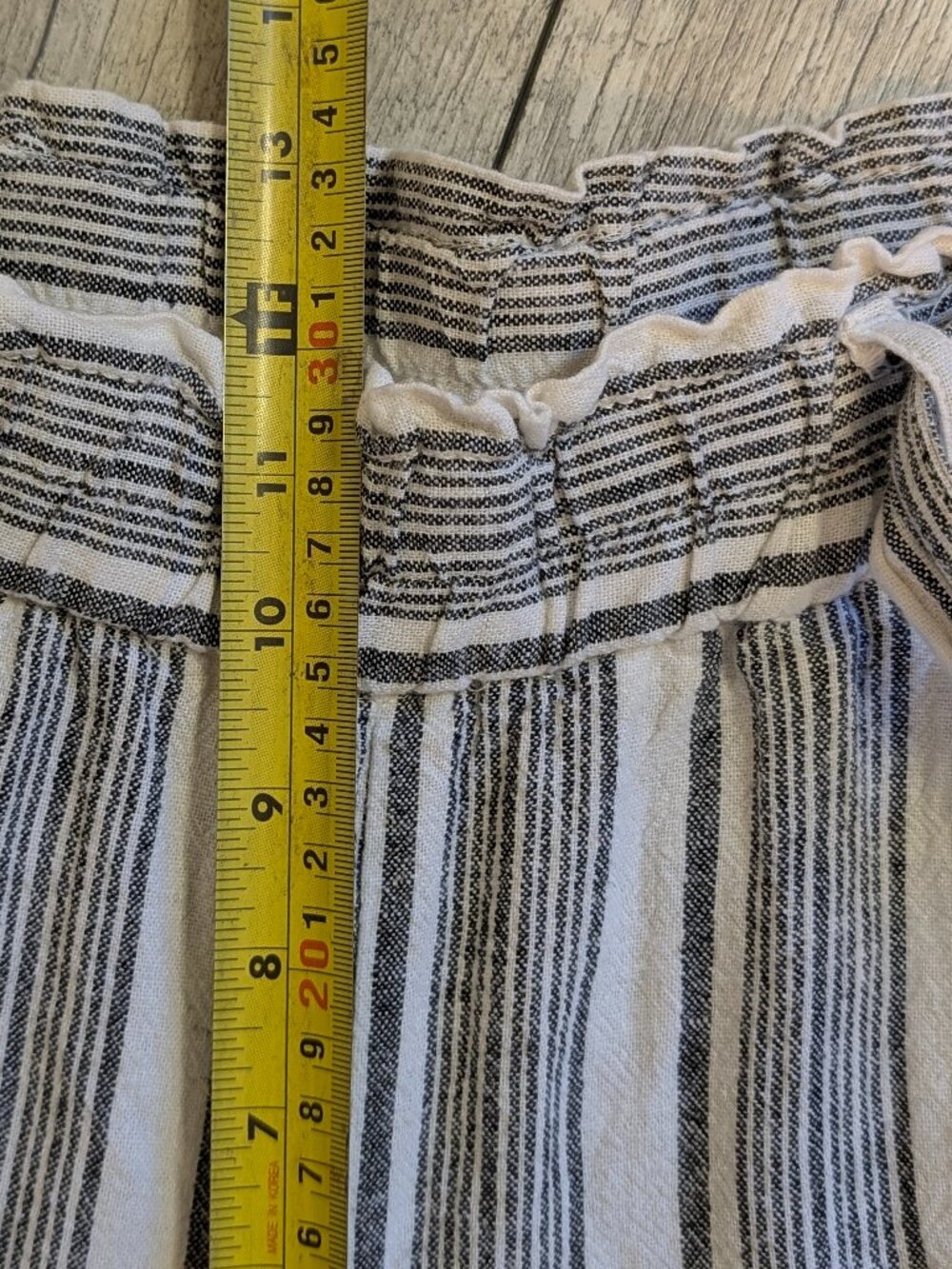 Striped White & Gray Linen Blend Wide Leg Pants L Coastal Resort Minimalist EUC - Picture 11 of 13